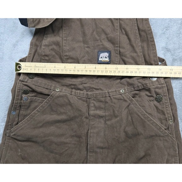 Berne Canvas Overalls Bibs Men 30x30 Dark Brown Unlined Actual 30×28 - Picture 6 of 11